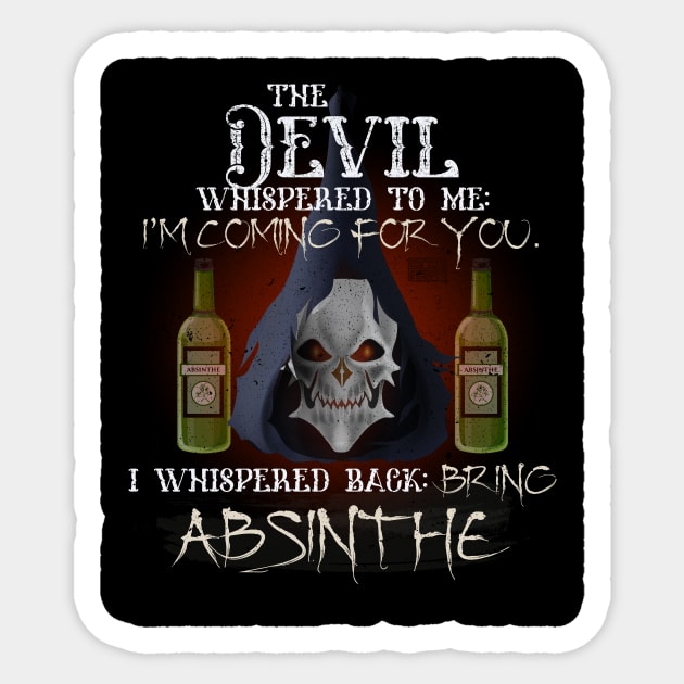 COOL GRUNGE ABSINTHE DEVIL WHISPERED BRING ALCOHOL Sticker by porcodiseno